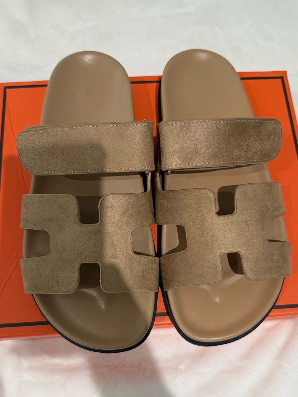Chypre Taupe Suede Slide Sandals 37